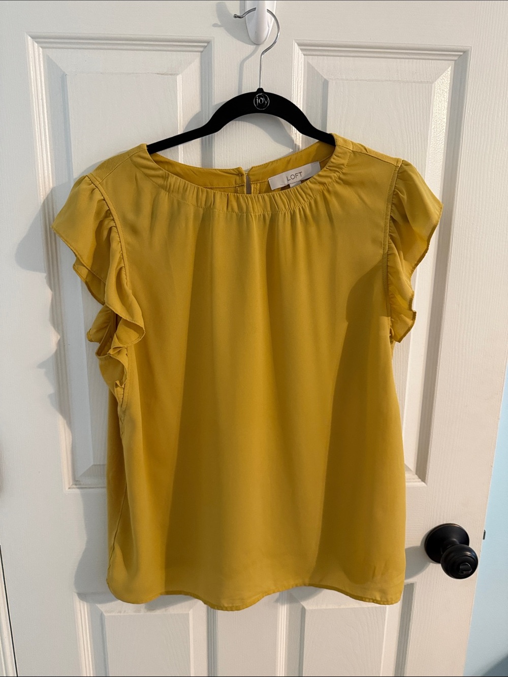 LOFT Mustard Ruffle Sleeve Blouse